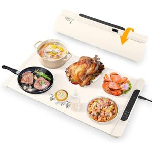 Food Warming Mat with 11 Temperature Settings, SANLIKE Rollable & Portable Electric Warming Tray Foldable Heating Mat,Food Warmer for Parties Buffet, Family Gatherings, Holidays, Countertop