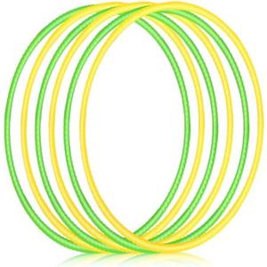 Halloscume 6 Pcs Exercise Hoop Detachable Fitness Rings Adjustable Plastic Toy Fitness Hoop Playground Toys Colored Circles for Teens Games Gymnastics Agility, 28 Inch(Green, Yellow)