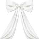 White Large Bow Decor Big Bow Coquette Birthday Decoration for Room Giant Satin Ribbon Tie for Party Backdrop Wedding Bridal Shower Valentine's Day Wall Hanging Decor (24 x 36 Inches)