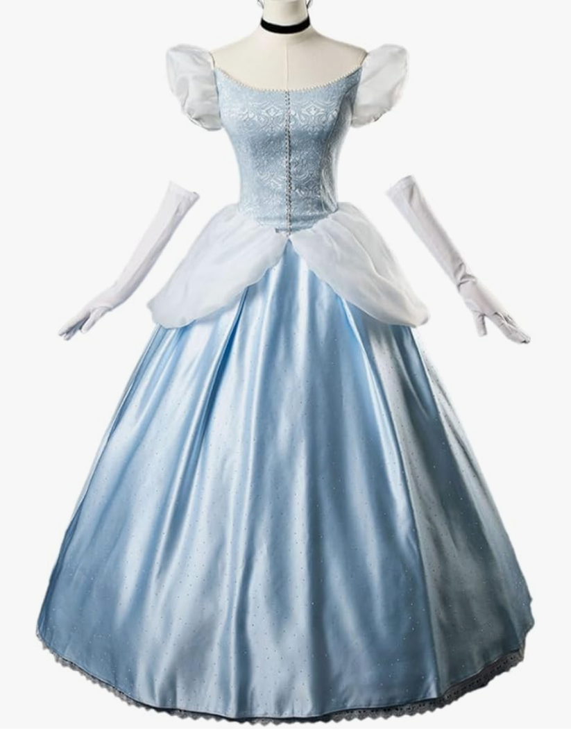 CosFantasy Deluxe Princess Dress Princess Cosplay Costume Blue Satin Ball Gown Prom Dresses Princess Costume Medium