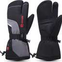 SAVIOR HEAT Heated Ski Mittens 3-Finger Gloves Electric Rechargeable Battery Mitts for Men Women Kids Winter Snowboard Motorcycle Skating Camping Hunting (Medium, Grey)