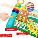 Baby Song Books 0-6-12 Months, Nontoxic Fabric Baby Cloth Books with Music and Lights Newborn Infant Carseat Toys 6-9-12 Months Shower Gifts Easter Basket Stuffers (Farm)