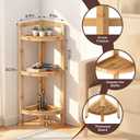 2026 New Bamboo Standing Shelf, 3 Tier Corner Shelf Stand, Free-Standing Shelf Units, Triangular Curved Corner Shelf Stand for Space-Saaving Display Ideal for Bathroom/Kitchen/Living Room Storage
