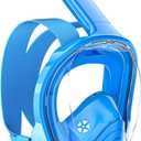 QingSong Kids Snorkel Mask Full Face, Snorkeling Set with Camera Mount, Foldable 180 Degree Panoramic View Snorkeling Gear Anti-Fog Anti-Leak (X-Small, 1Blue)