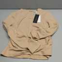 PRETTYGARDEN Womens Tops 2025 Fall Long Sleeve Fitted T Shirts Waffle Ruched Crop Shirt Basic Knit Workout Y2k Clothes (Medium, Khaki)