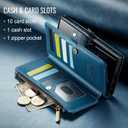 Defencase for Galaxy S25 Edge Case Wallet with RFID Blocking Card Holder for Women Men, Elegant PU Leather Magnetic Snap Flip Strap Zipper Phone Wallet Case for Samsung Galaxy S25 Edge 6.6", Dark Blue