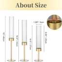 Hewory Gold Hurricane Candle Holders: 12 PCS Brass Tall Candlestick Taper Candle Holders Bulk for Candlesticks Candle Sticks Holder Decor for Table Centerpiece Wedding Party Christmas Decorations
