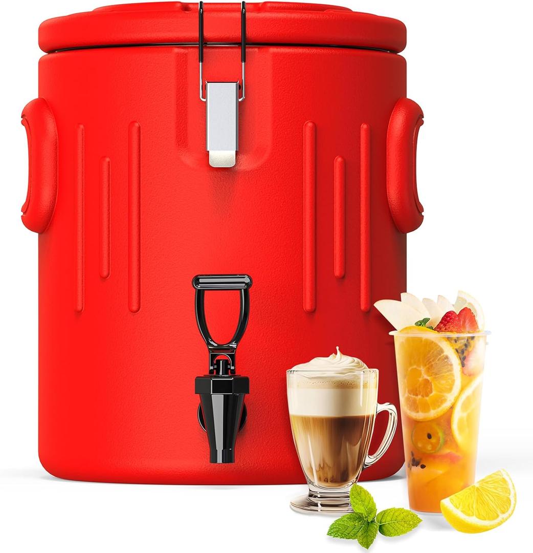 Insulated Beverage Dispenser 3.5 Gallon, Hot Drink Dispenser with 304 Stainless Steel Interior & Spout, Hot Water Dispenser for Parties, Portable Outdoors Water Cooler Jug for Camping Sports