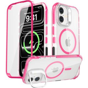 Magnetic for iPhone 17 Case, Built-in Screen Protector Hot Pink