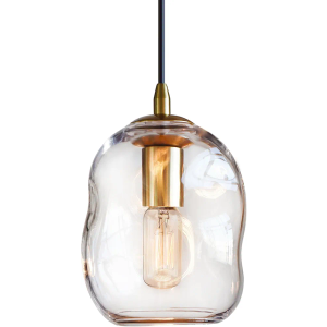 CASAMOTION Pendant Lighting Kitchen Island Modern Clear Glass Organic Globe Gold Kit Adjustable Cord Hanging Light Fixtures Dining Room Table Bar Counter Bedroom 8 Inch Height 2 Pack