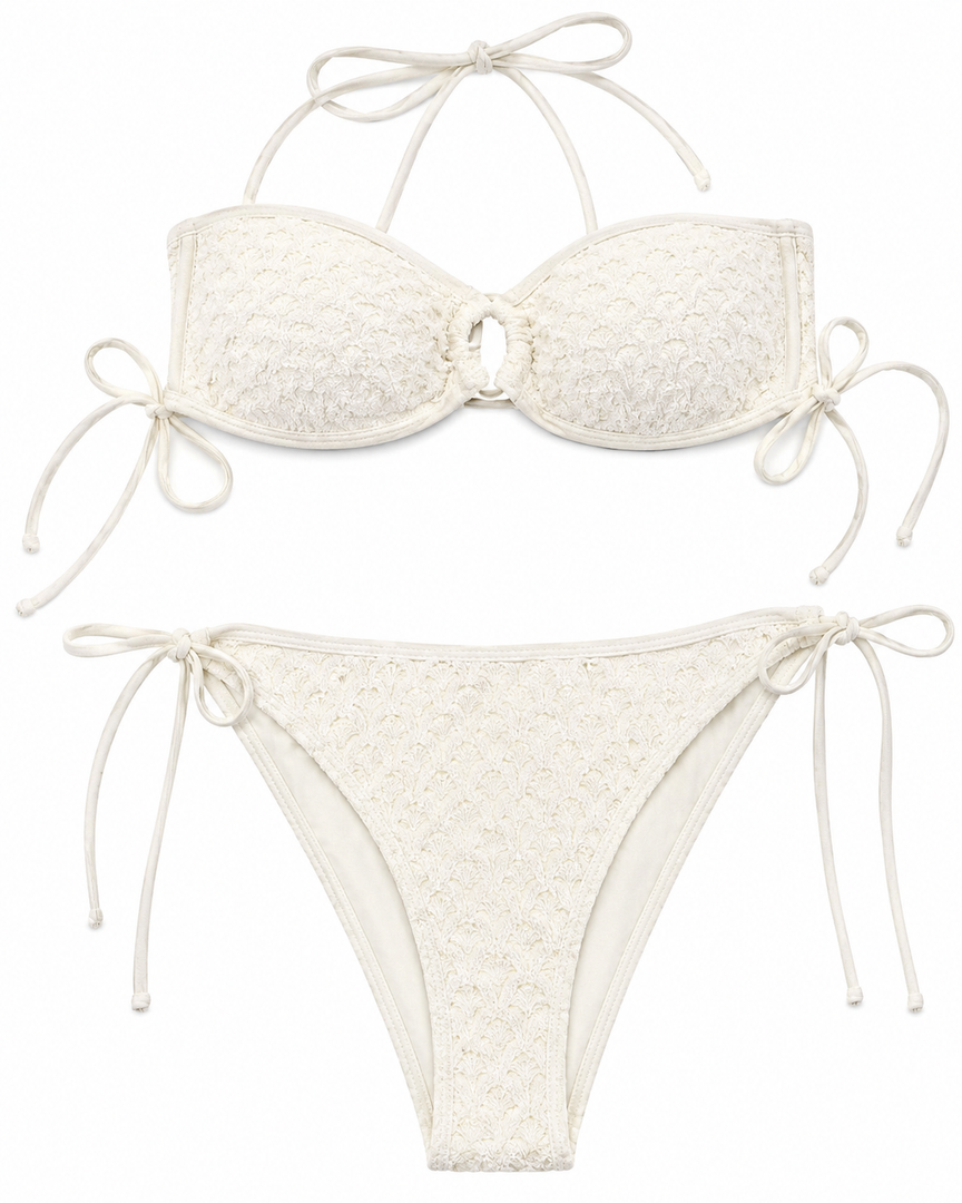 Blooming Jelly Women Bikini Sets Sexy Two Piece Bathing Suit U-Wire Swimsuits (Small, White)