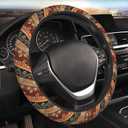 Boho Steering Wheel Cover Women Men Flower Elastic Stretch Soft Car Wheel Protector Universal Breathable No-Slip Car Accessories for Truck Van SUV Auto Fit 14-15 Inches