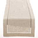 Fennco Styles Toscana Handmade Hemstitch Contemporary Linen Blend Table Runner for Dinner Table, Picnic Table, Parties, Wedding Decorations, Exhibitions, Natural, 16 x72 Inch