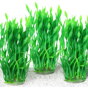 QUOZUO Fish Tank Decorations Seaweed Large Plants, Green Artificial Plants for Aquarium, Fish Tank Accessories, Aquarium Decor Plastic Plants 3pcs