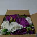 BLOSMON Flower Balls Wedding Rose Centerpieces: 10 Pcs Fake Flowers with Base Kissing Balls Decor Purple&White Artificial Floral Arrangements Flower Bouquet of Roses Home Party Table DIY Decorations