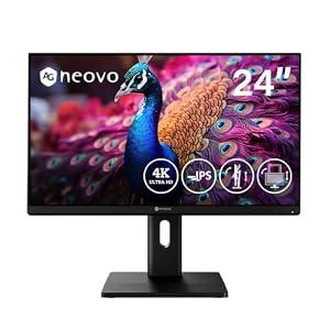 AG Neovo EM2451 24 Inch 4K Monitor, 3840 x 2160 UHD, IPS, 100% sRGB, 93% DCI-P3, Height Adjustable, Pivot, USB-C with 65W Power Delivery, Dual HDMI 2.1, DisplayPort 1.4