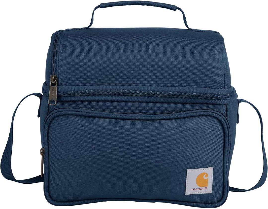 Carhartt Insulated 12 Can Two Compartment Lunch Cooler, Durable Fully-Insulated Lunch Box, Navy (Blue)