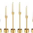 YUMORE 6 Packs Small Taper Candle Holders Candlestick Holder Stable Base Stand Holders for Dining Table Wedding Centerpiece (Gold) (Glod)