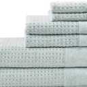Madison Park Spa Waffle 100% Cotton Luxurious Towel Set, Premium Texture Waffle Weave, Highly Absorbent, Quick Dry, Hotel & Spa Quality Wash Clothes for Bathroom, Assorted Sizes, Seafoam 6 Piece