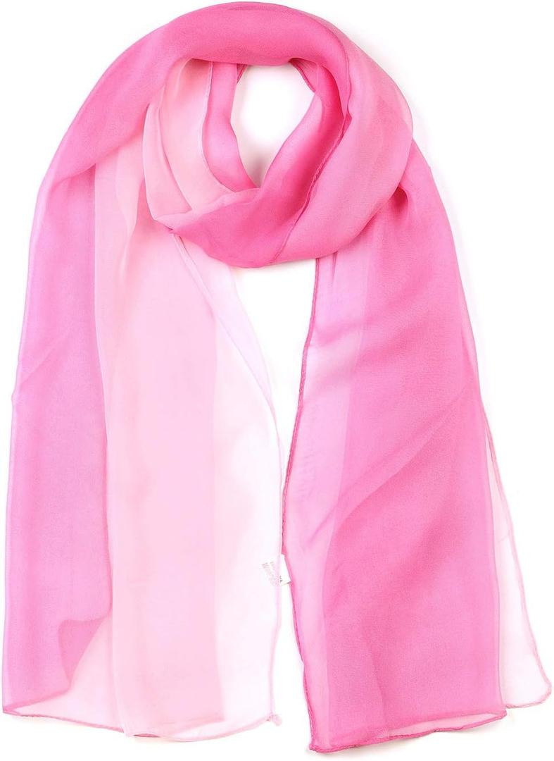 uxcell Long Chiffon Lightweight Sheer Wedding Scarf Silky Gradient Color Party Shawl Spring Summer Beach Wrap for Women (63"x19.6", Pink)