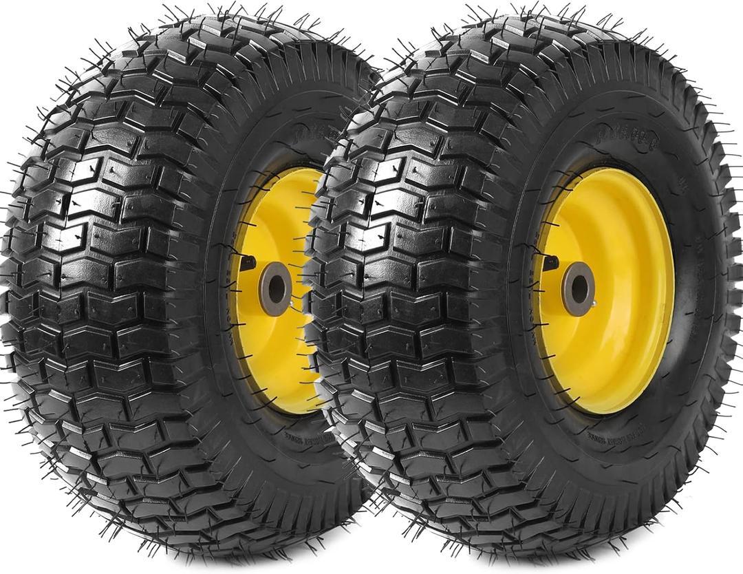 AR-PRO (2 Pack) Exact Replacement 15" x 6.00-6 Front Tire and Wheel Assemblies Compatible with John Deere Riding Mowers Tractor and More - 3" Offset Hub and 3/4" Bushings, 4Ply Pneumatic