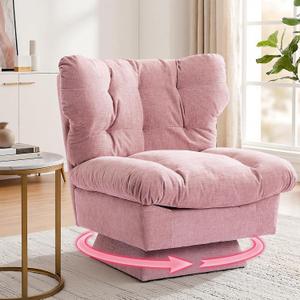 GarveeHome Chenille Swivel Accent Chair,360Comfy Modern Sofa Chair with Oversize Base,20.8in Extended Seat with Cozy Cotton Filling,300Lb Max Load Accent Chair for Living Room, Bedroom, Office