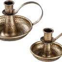 KXUNH Gold Brass Vintage Candlestick Holders, with Handle, Taper Candle Holder for Candlesticks, for Fireplace Party, Dining, Home, Wedding Decor,Fits 3/4 inch Thick Candle&Led Candle, Set of 2Pcs