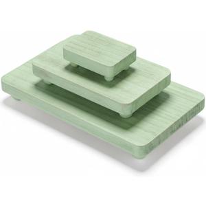 Maitys 3 Pcs Wooden Risers for Display Pedestal Stand Wooden for Decor Farmhouse Vintage Rustic Stackable Kitchen Stand Tray Riser, Spring Home Refresh, 3 Sizes(12 x 6.7, 8 x 4.7, 4 x 2.8 in,Green)