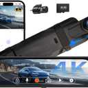4K Rear View Mirror Camera, 10" Mirror Dash Cam Front and Rear with 64GB Card, Full Touch Screen Dash Cam with 1080P Backup Camera for Car with Reverse Assist,WiFi,APP,Night Vision,Parking Monitor