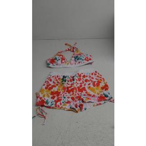 Womens High Waisted Swimsuits with Boy Shorts Brazilian Triangle Top Halter Bikini Tummy Control Two Piece Bathing Suits Tie Dye Floral, L
