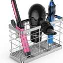 Hair Dryer Holder - Hair Tool Organizer Wall Mount/Adhesive Blow Dryer Holder/Curling iron holder Cabinet Door Bathroom Organizer for Hair Dryer, Curling Wands, Hair Straighteners (Silver)