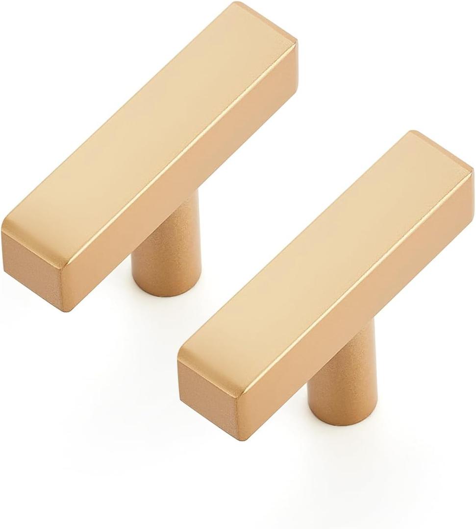 Ravinte 5 Pack Brass Single Hole Champagne Gold Handles Square Cabinet Hardware Stainless Steel Pulls for Kitchen Cupboard Drawers 2 Inch Overall Length Ravinte 5 Pack Brass Single Hole Champagne Gold Handles Square Cabinet Hardware Stainless Steel Pulls for Kitchen Cupboard Drawers 2 Inch Overall Length