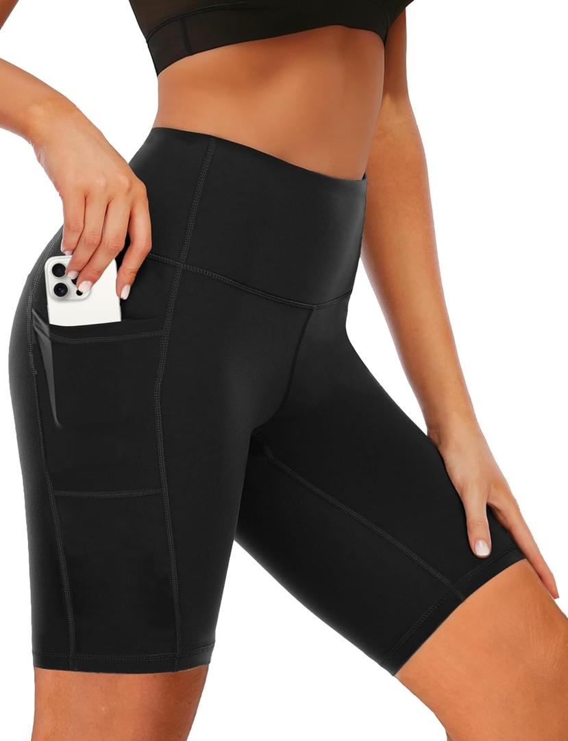 Buauty Women's 3''/7''/9'' Swim Shorts High-Waisted Board Shorts with Pockets UPF50+ Quick Dry Beach Swimsuit Shorts (X-Large, Black)