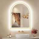 Arched LED Mirror for Bathroom 24"x30", Brushed Gold Lighted Bathroom Mirror with Lights, Fogless, Dimmable, Shatterproof, Touch Sensor, 3 Color Changing