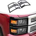 for Silverado Headlight Bezels Covers, Front Head Light Guard Trim Compatible with 2014-2018 Chevy Silverado Accessories, Black