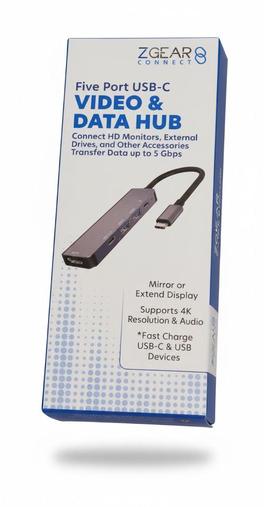 ZGEAR Five Port USB-C Video And Data Hub