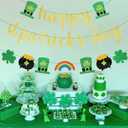 2 x Pre-Strung Happy St Patricks Day Banner,Glitter Happy St Patricks Day Banner Sign with Irish Shamrock&Pot of Gold&Rainbow&Irish Hat Garland for Home Indoor Fireplace Mantle Photo Props Backdrop Decor