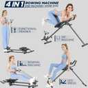 4-in-1 Rowing Machine, Ab Machine – Foldable Full Body Workout Equipment with Resistance Bands for Home Cardio, Strength, and Core Training – Black