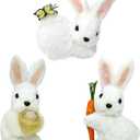 naturevibe Sisal Baby Bunny Easter Decorations,Set of 3 White Easter Bunny Family for Home Decorations or Seasonal Parties,Cute Rabbit Decor as Decorative Farm Animals for Spring Decor