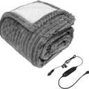 Elantrip Wool Car Heated Blanket, 12 Volt, 70 Degree Cutoff, for Trucks, Cars, SUVs, Machine Washable Car Heated Travel Blanket, Great for Camping, with Temperature Control, 4055in(Gray)