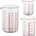 High Borosilicate Glass Measuring Cup Set-V-Shaped Spout Includes 250ml(8OZ), 500ml(16OZ), and 1000ml(32OZ) Glass Measuring Beaker for Kitchen or Restaurant, Easy to Read