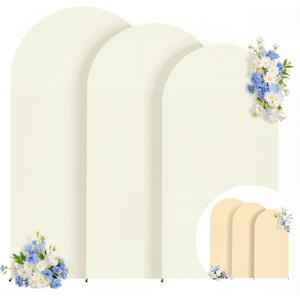 Wedding Arch Backdrop Cover Set of 3, Ivory and Champagne Double Color Arch Stand Covers, 7.2FT, 6.6FT, 6FT Spandex Fitted Arch Covers for Wedding Baby Shower Banquet Photography Background Decoration