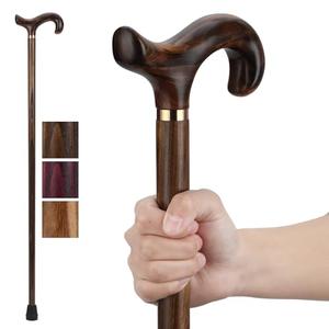 Rosewood Walking Cane for Men & Women - Luxury Wooden Cane for Senior Balance, Handmade T-Handle Design, Includes 2 Non-Slip Tips