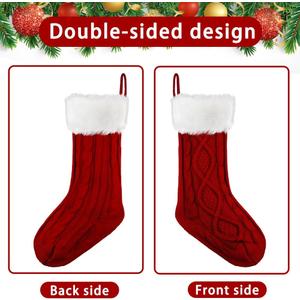 XIMISHOP 4PACK Christmas Stockings,18Inches Large Red Cable Knitted Stocking Personalized Xmas Hanging Stocking Decorations with Name Tags for Holiday Christmas Party Family Decor