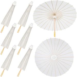 Sadnyy 33 Inches Paper Umbrellas Paper Decorative Chinese Japanese Parasol Umbrella DIY Oiled Painting Umbrellas Crafts for Wedding Bridal Party Decor(White,12 Pack)