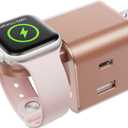 36W for Apple Charging Block with Built-in Watch Charger, Foldable PD Fast Charger Block for iPhone, Dual Ports Wall Charger Compatible with Apple Watch iPhone AirPods(Rose Gold)