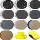 50pcs Sandpaper 8 Hole 5 inch Sanding Discs Hook and Loop 60/180/240/400/800/1200/2500/4000/7000/10000 Grits with Hand Sander for Automotive Metal Polishin