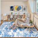 Lahome Washable 5x7 Area Rugs for Living Room, Classic Blue Toile Vintage Botanical Rug for Bedroom Dining Room, Unique Jungle Wild Animal Print Carpet with Tigers and Lions for Home Decor