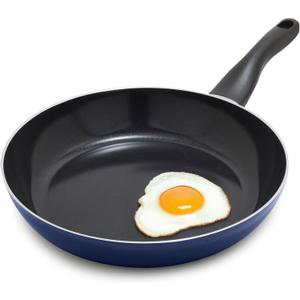 Deco 11” Nonstick Frying Pan Skillet, Made in Italy, Diamond Ceramic PFAS-Free, Dishwasher & Metal Utensil Safe, Durable Gloss Enamel Finish, Stay-Cool Handle, High Walls-Extra Room, Blue