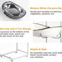 LIJINGCHEN 3 Tier Fruit Bowl for Kitchen Counter, Modern Ceramic Fruit Stand for Countertop, Home Fruit Rack with Holder, Vegetable Bowl Snacks Nuts Bread Candy Storage (Sliver)